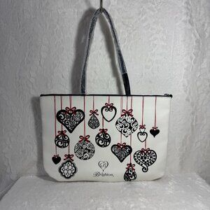 Brighton Love Notes Tote Bag Heart & Bow Design White & Black Red